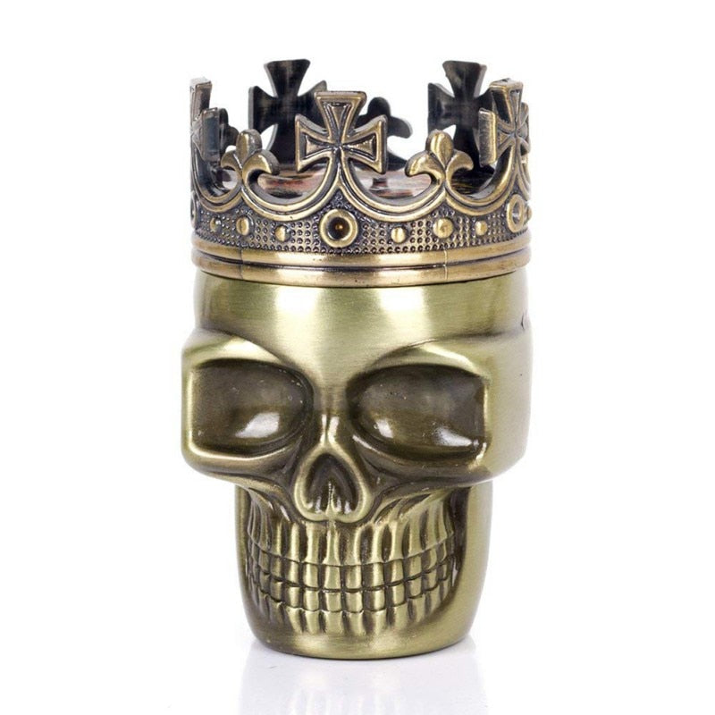 FREE SHIPPING--Metal Crowned Skull Shaped Tobacco Grinder