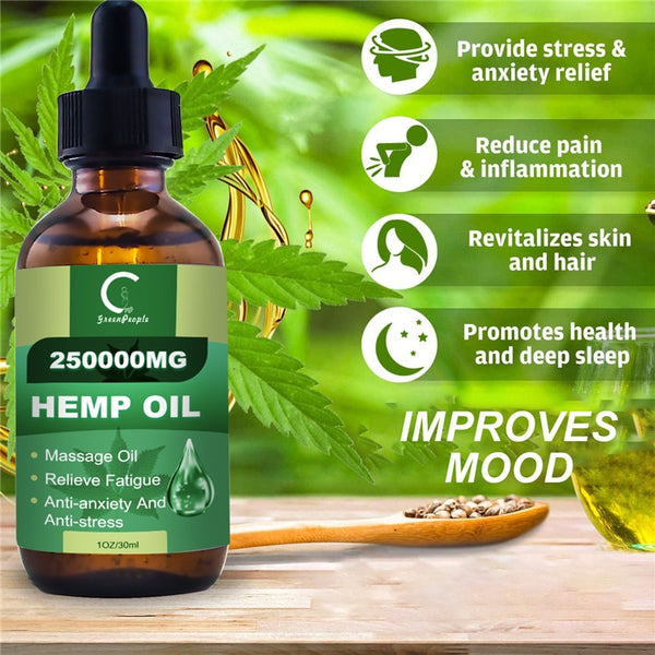 GreenPeople High Concentration Hemp Seed Oil - Extract Drops for Pain Relief & Anxiety